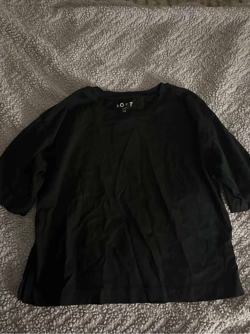 LOFT Black Crewneck Short Sleeve Tee